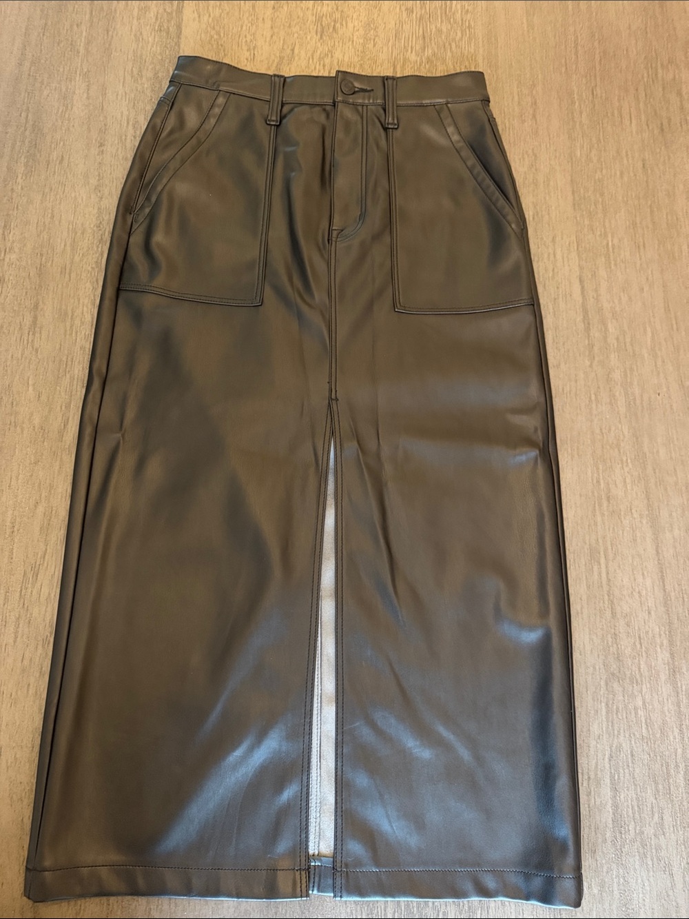 Pistola Women's Faux Leather Midi Skirt in Black